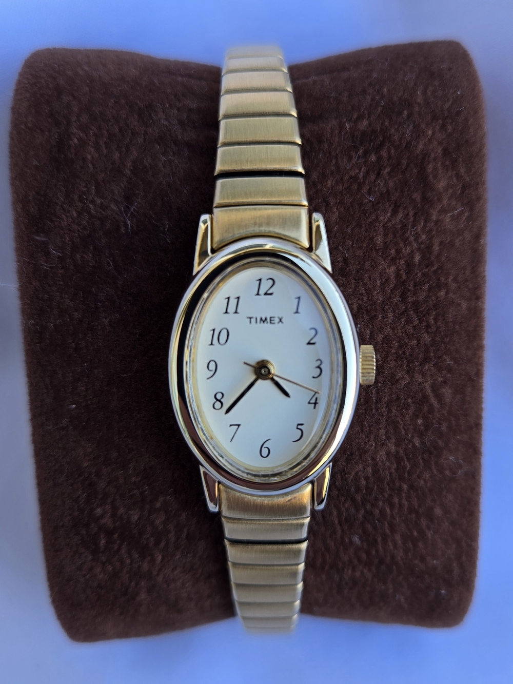 Timex Women's Gold Oval Expansion Band Watch with White Dial